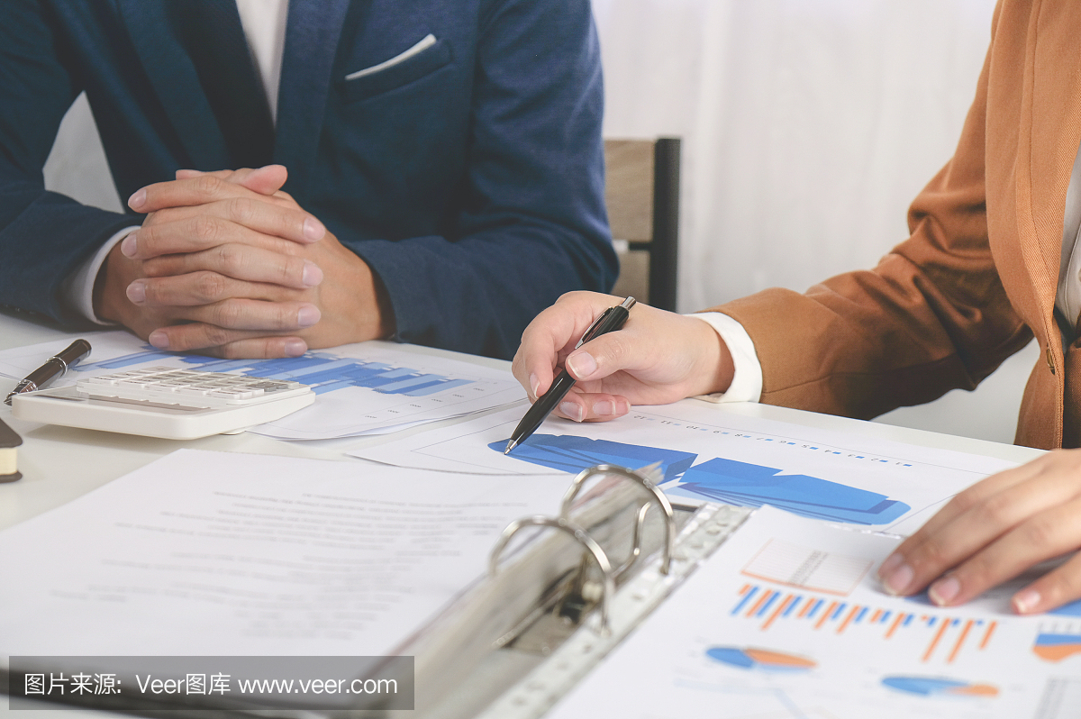 商務主管在辦公室進行業績銷售的咨詢談判會議。